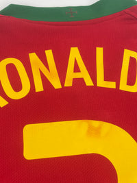 2008 Portugal EK Thuis Shirt Ronaldo - 7/10 - (XL) - Oldschool Voetbalshirts