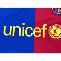 2008-09 Barcelona Thuis Shirt Messi - 9/10 - (L) - Oldschool Voetbalshirts