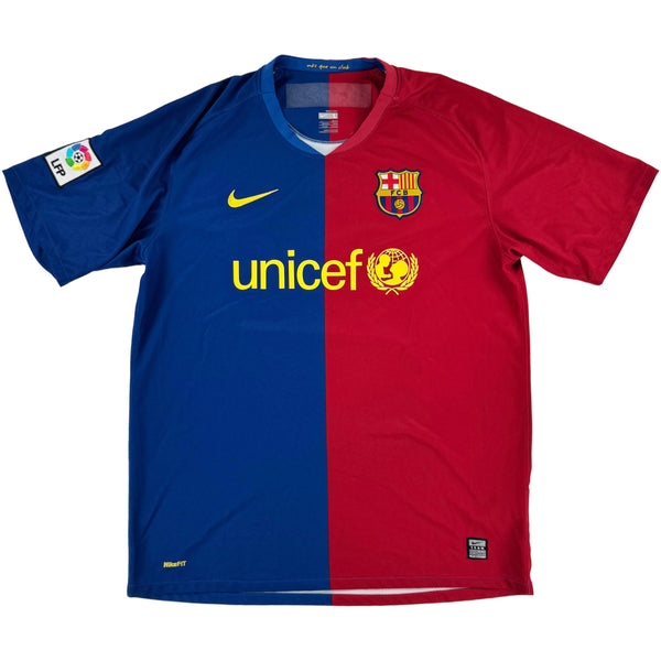 2008-09 Barcelona Thuis Shirt Messi - 9/10 - (L) - Oldschool Voetbalshirts