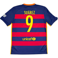 2015-16 Barcelona Thuis Shirt Suarez - Oldschool Voetbalshirts