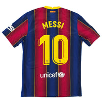 2020-21 Barcelona Thuis Shirt Messi - 9/10 - (L) - Oldschool Voetbalshirts