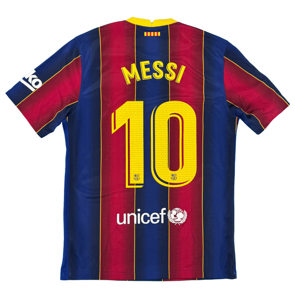 2020-21 Barcelona Thuis Shirt Messi - 9/10 - (L) - Oldschool Voetbalshirts