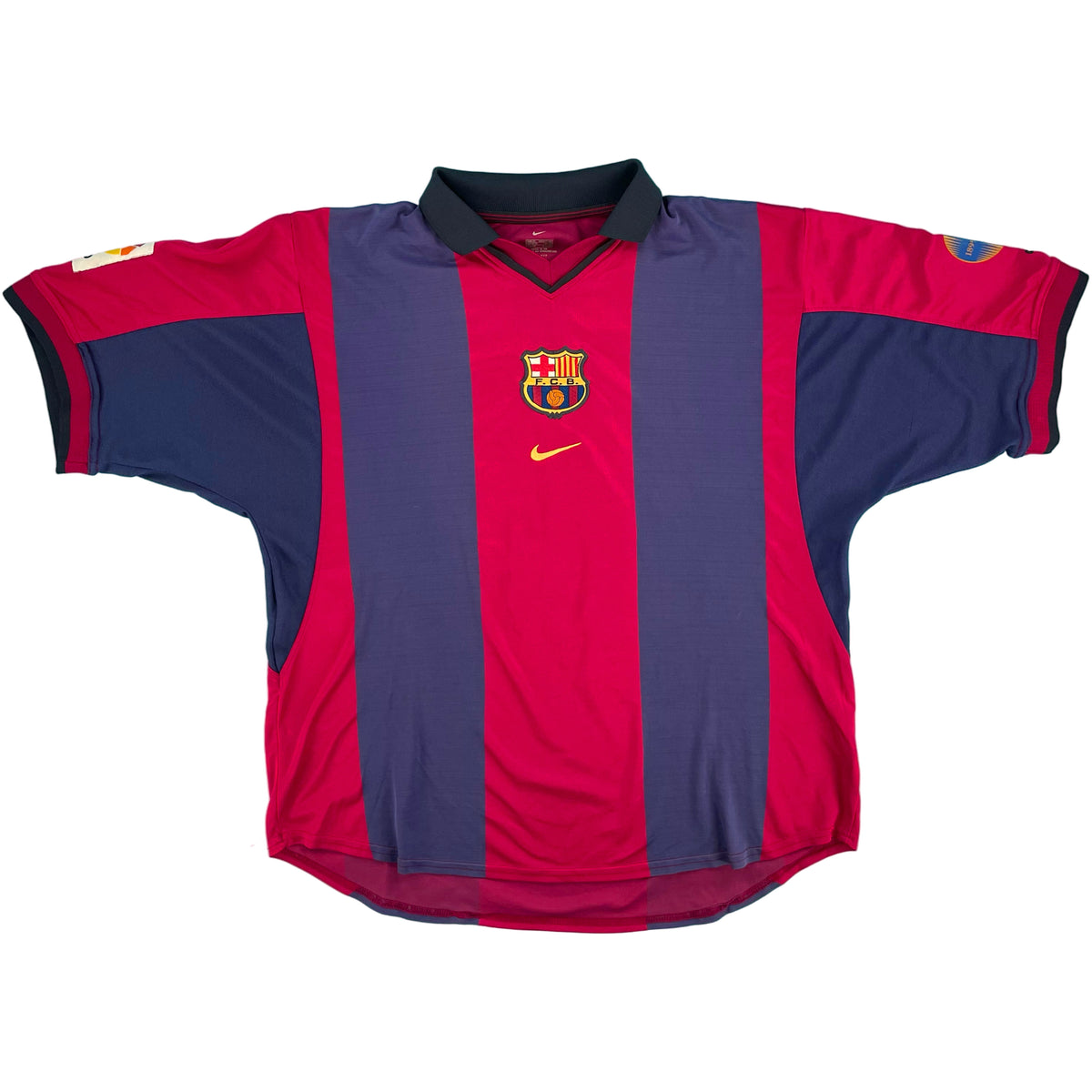 2000-01 Barcelona Thuis Shirt Kluivert #9 - 7/10 - (XL) - Oldschool Voetbalshirts
