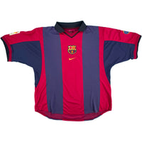 2000-01 Barcelona Thuis Shirt Kluivert #9 - 7/10 - (XL) - Oldschool Voetbalshirts