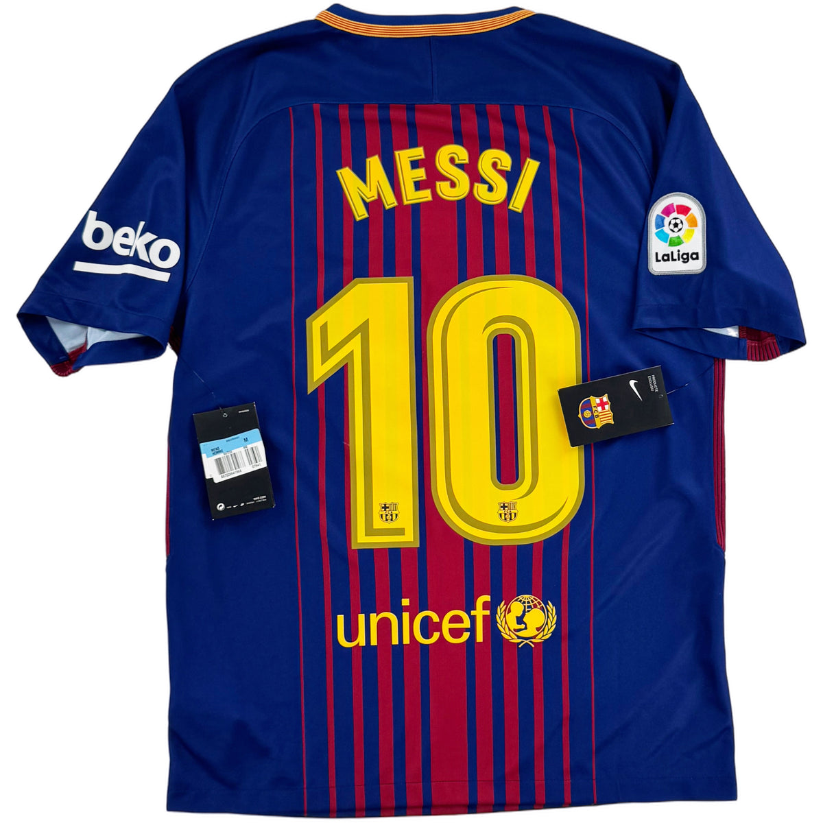 2017-18 Barcelona Thuis Shirt Messi #10 - Nieuw - (M) - Oldschool Voetbalshirts