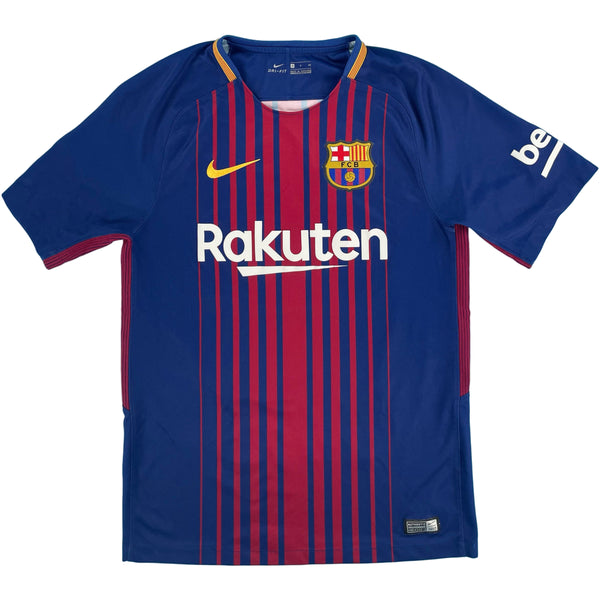 2017-18 Barcelona Thuis Shirt Messi #10 - 9/10 - (S) - Oldschool Voetbalshirts
