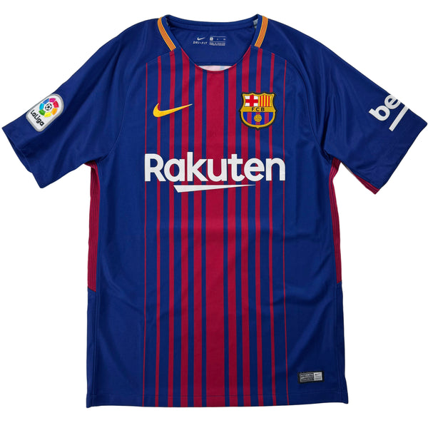 2017-18 Barcelona Thuis Shirt Messi #10 - 9/10 - (S) - Oldschool Voetbalshirts