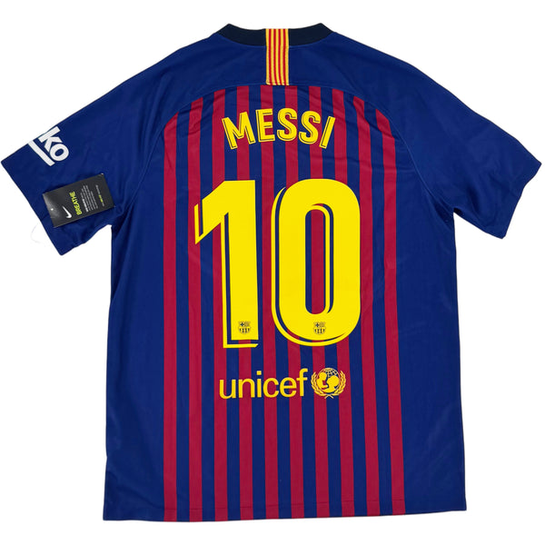 2018-19 Barcelona Thuis Shirt Messi #10 - Nieuw - (L) - Oldschool Voetbalshirts