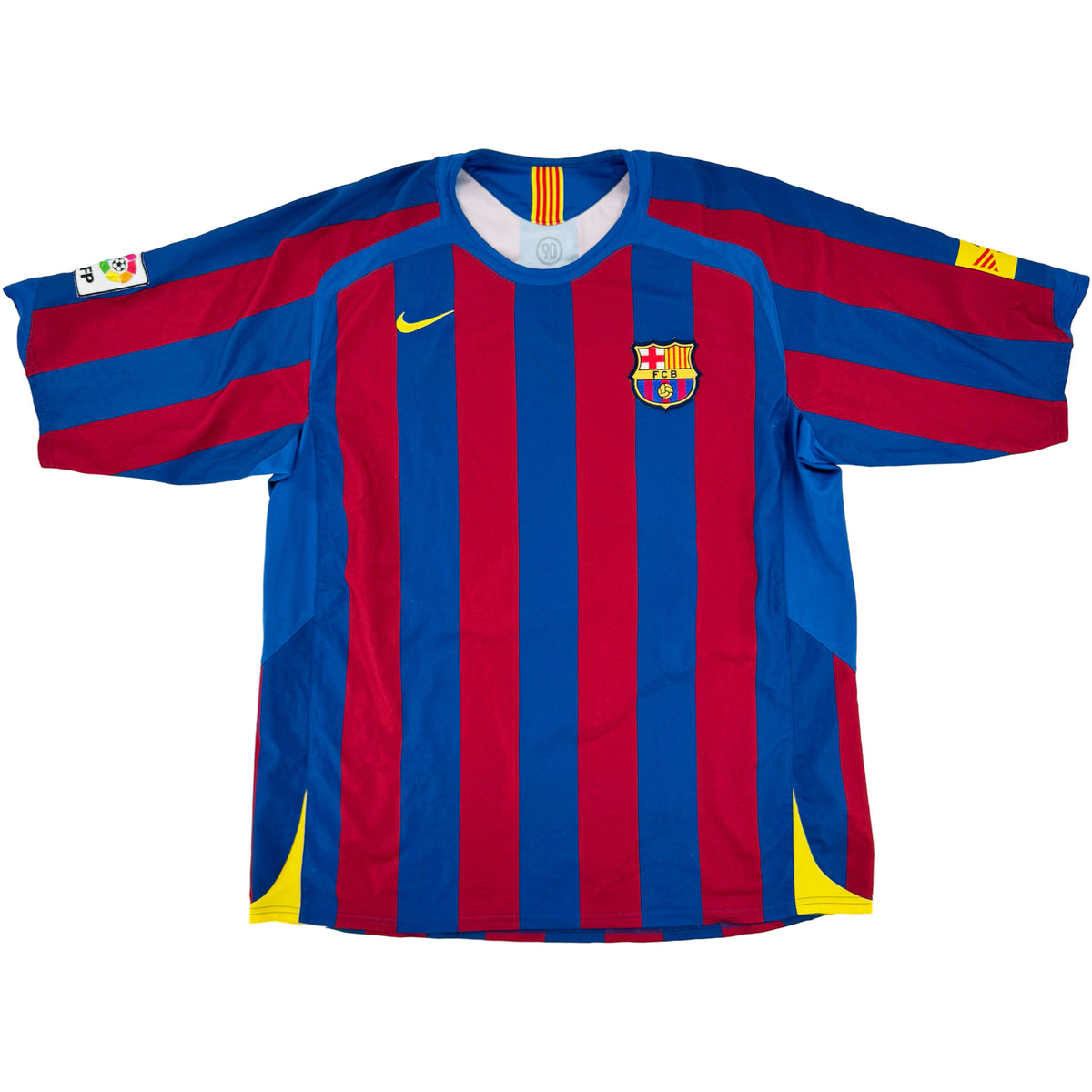 2005-06 Barcelona Thuis Shirt Ronaldinho #10 - 9/10 - (XL) - Oldschool Voetbalshirts