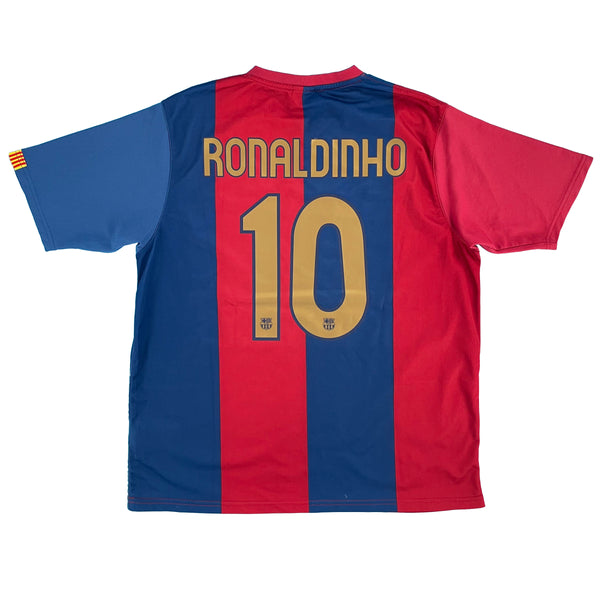 2006-07 Barcelona Thuis Shirt Ronaldinho #10 - 10/10 - (XL) - Oldschool Voetbalshirts