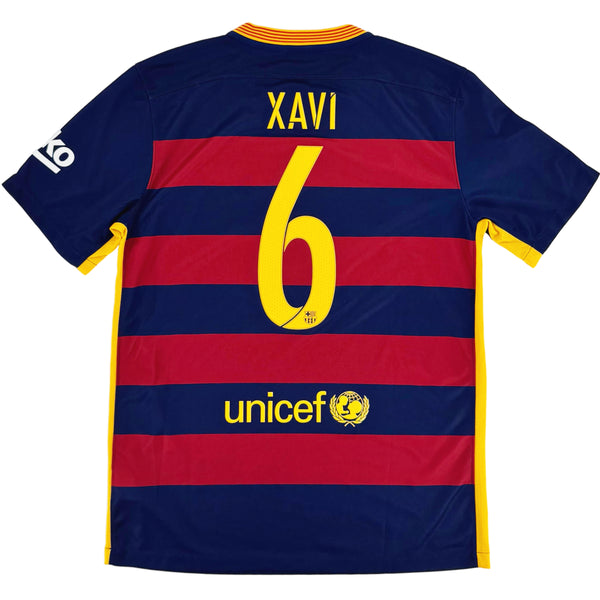 2015-16 Barcelona Thuis Shirt Xavi #6 - 10/10 - (M) - Oldschool Voetbalshirts