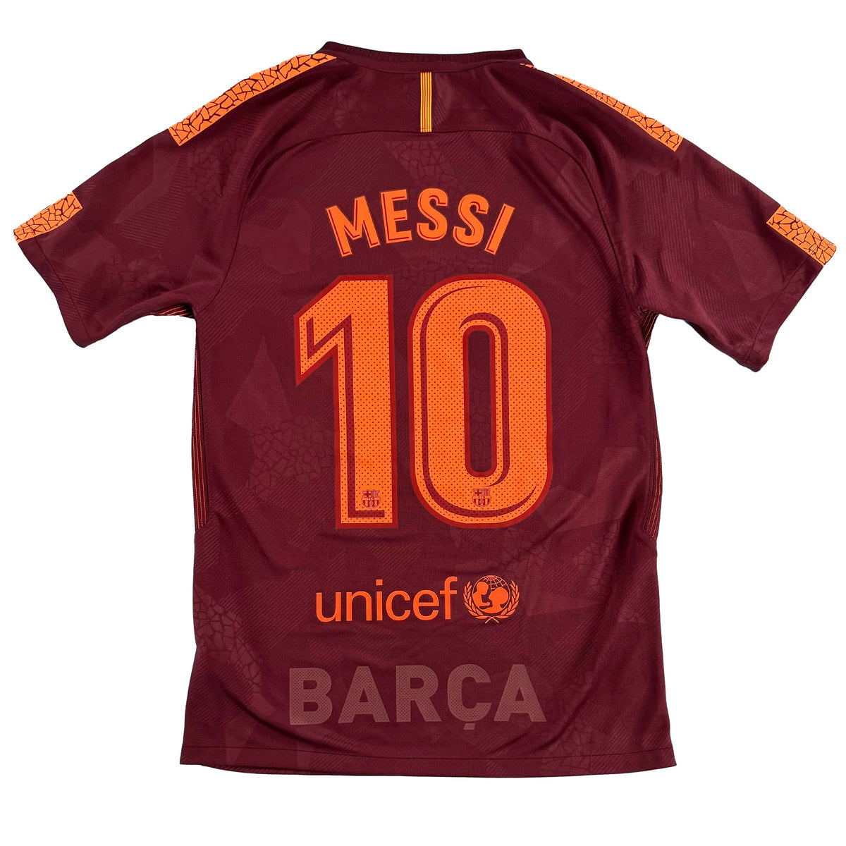 2017-18 Barcelona Derde Shirt Messi #10 - 10/10 - (S) - Oldschool Voetbalshirts