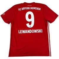 2020-21 Bayern München Thuis Shirt Lewandowski #9 - 8/10 - (XL) - Oldschool Voetbalshirts