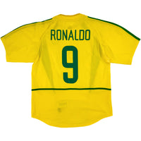 2002 Brazilië WK Thuis Shirt Ronaldo - 9/10 - (L) - Oldschool Voetbalshirts