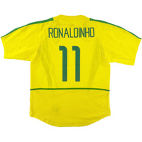 2002 Brazilië WK Thuis Shirt Ronaldinho - Oldschool Voetbalshirts