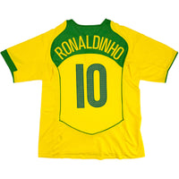 2004-06 Brazilië Thuis Shirt Ronaldinho - Oldschool Voetbalshirts