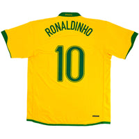 2006 Brazilië WK Thuis Shirt Ronaldinho - Oldschool Voetbalshirts