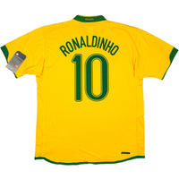 2006 Brazilië WK Thuis Shirt Ronaldinho - Oldschool Voetbalshirts