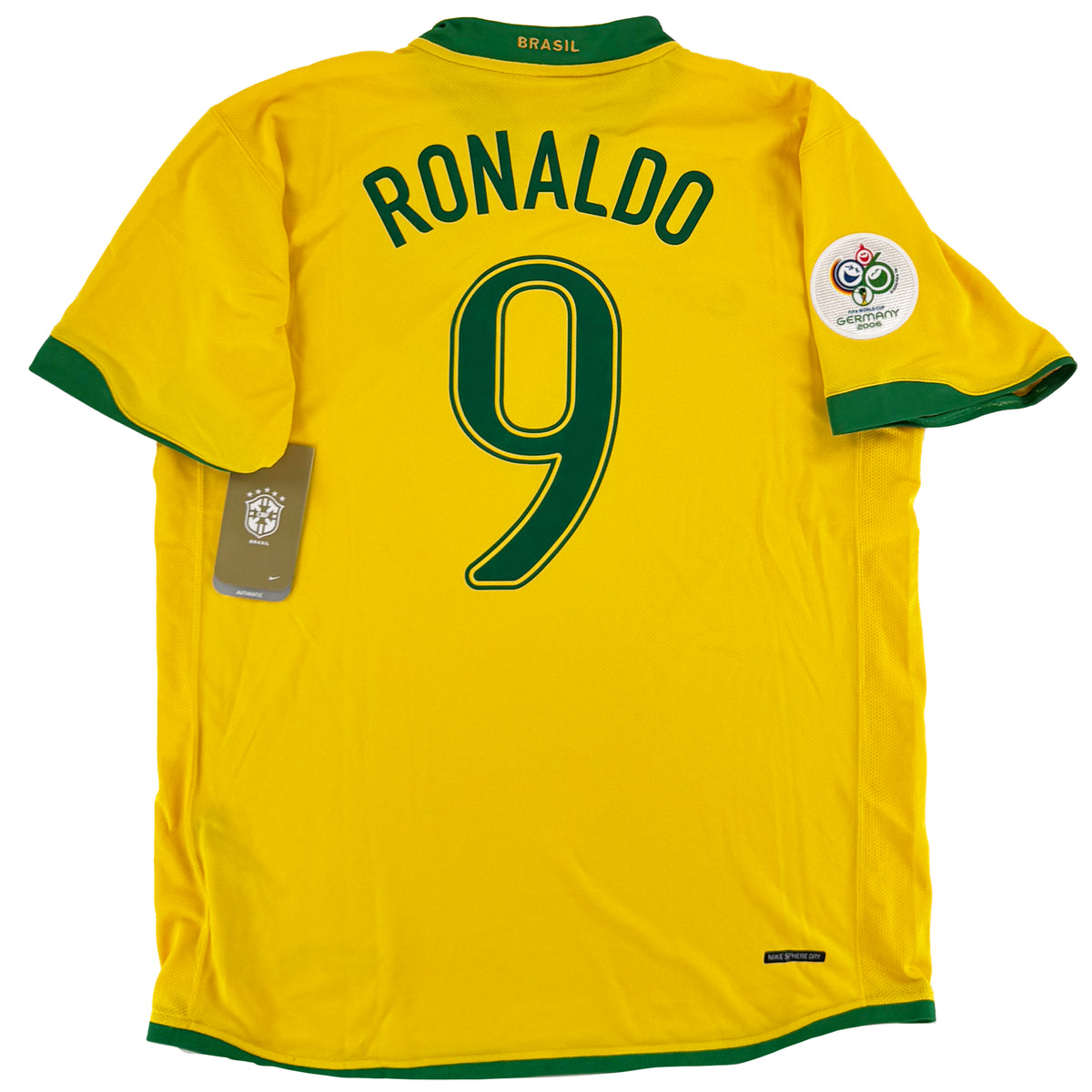2006 Brazilië WK Thuis Shirt Ronaldo #9 - Nieuw - (L)