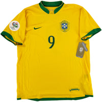 2006 Brazilië WK Thuis Shirt Ronaldo #9 - Nieuw - (L)
