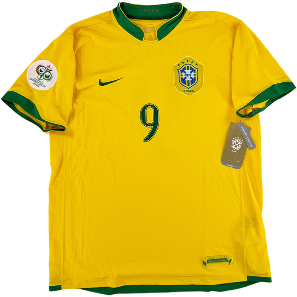 2006 Brazilië WK Thuis Shirt Ronaldo #9 - Nieuw - (L)
