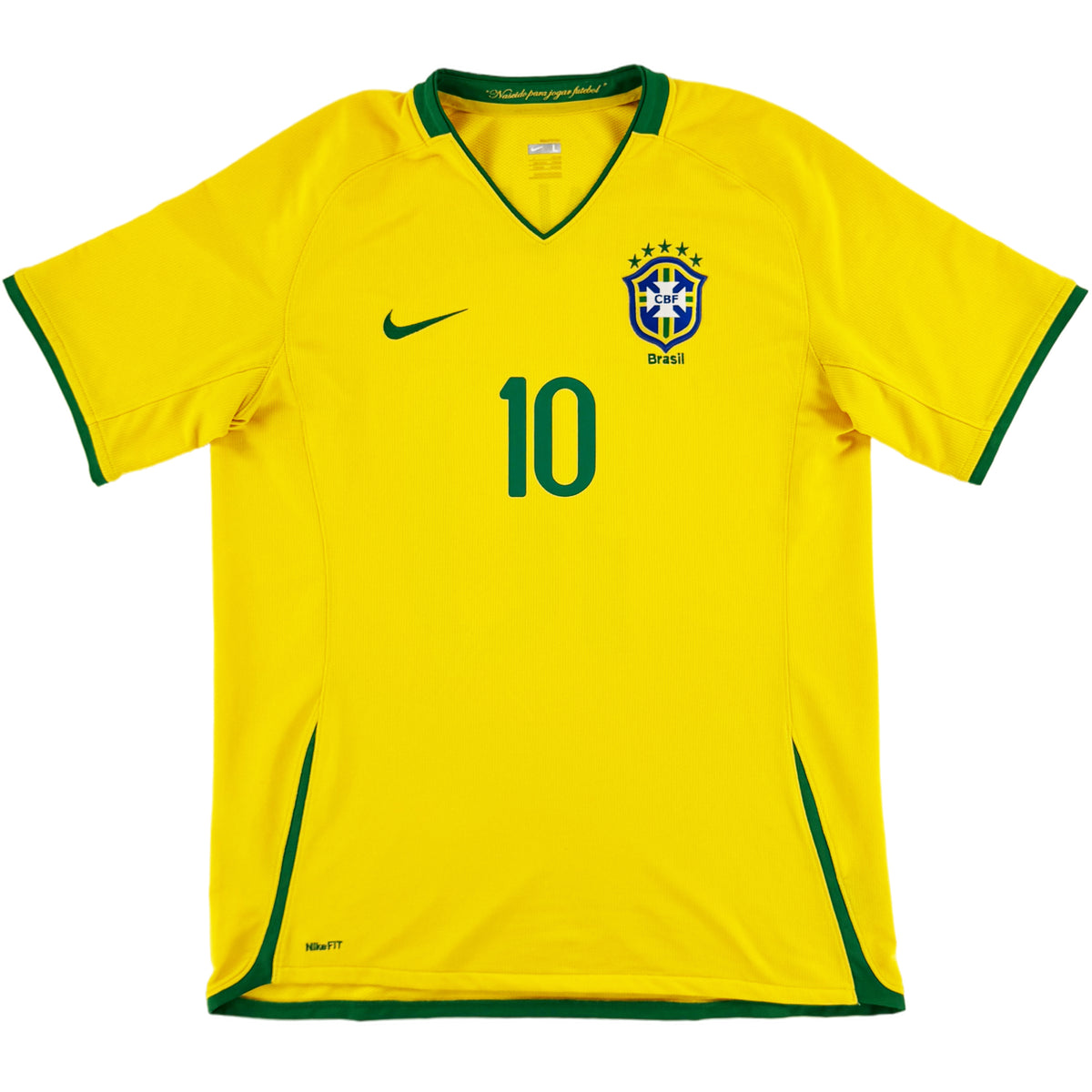 2008-10 Brazilië Thuis Shirt Ronaldinho - 8/10 - (L) - Oldschool Voetbalshirts