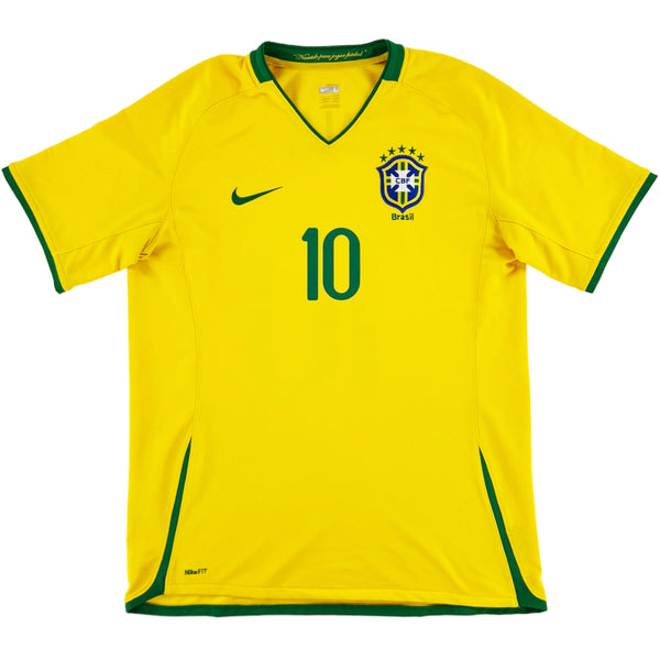 2008-10 Brazilië Thuis Shirt Ronaldinho - 8/10 - (L) - Oldschool Voetbalshirts