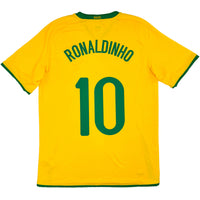 2008-10 Brazilië Thuis Shirt Ronaldinho - Oldschool Voetbalshirts