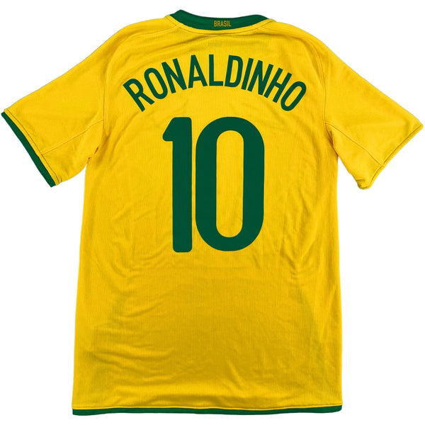 2008-10 Brazilië Thuis Shirt Ronaldinho #10 - 10/10 - (S) - Oldschool Voetbalshirts