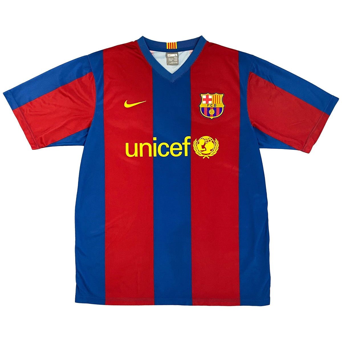 2007-08 Barcelona Thuis Shirt - 9/10 - (XL) - Oldschool Voetbalshirts