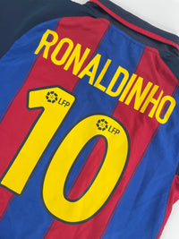 2003-04 Barcelona Thuis Shirt Ronaldinho - 7/10 - (M) - Oldschool Voetbalshirts