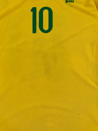 2008-10 Brazilië Thuis Shirt Ronaldinho #10 - 7/10 - (XL) - Oldschool Voetbalshirts