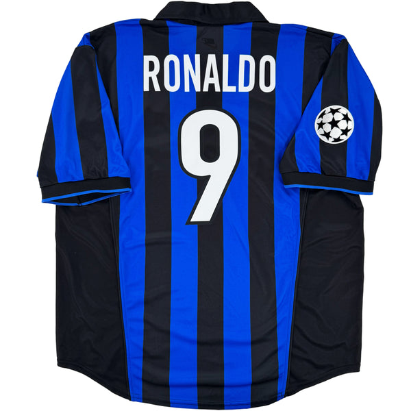 1998-99 Inter Milan Thuis Shirt Ronaldo #9 - 10/10 - (XL) - Oldschool Voetbalshirts