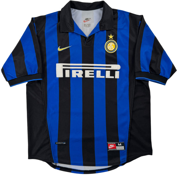 1998-99 Inter Milan Thuis Shirt Ronaldo #9 - 9/10 - (M) - Oldschool Voetbalshirts