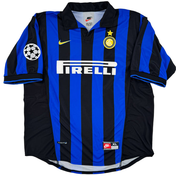 1998-99 Inter Milan Thuis Shirt Ronaldo #9 - 10/10 - (XL) - Oldschool Voetbalshirts