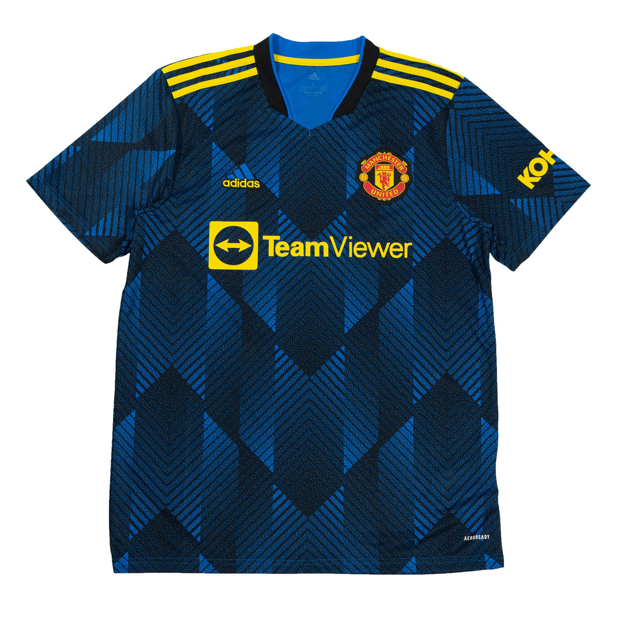 Vintage voetbalshirt van Manchester United uit het jaar 2021/22. Het is een derde tenue in maat L large
