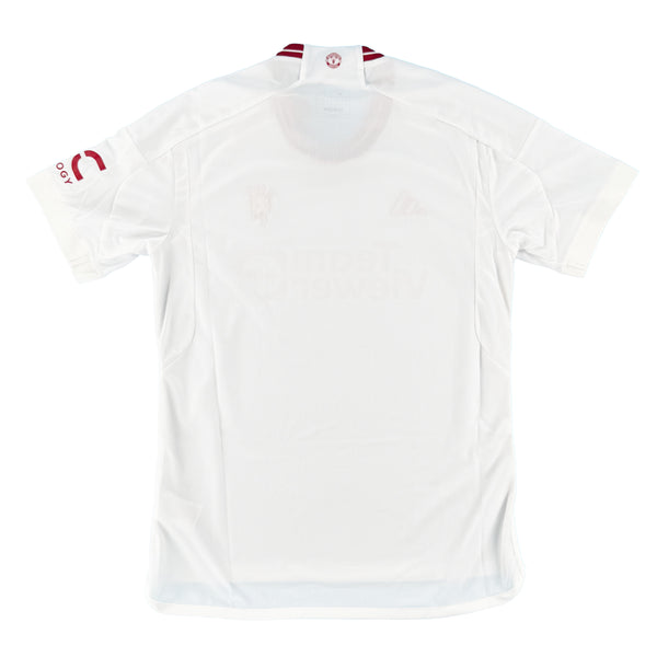 Wit Manchester United derde voetbalshirt uit seizoen 2023 - 2024 achterkant met label