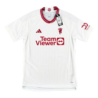 Wit Manchester United derde voetbalshirt uit seizoen 2023 - 2024 voorkant met label