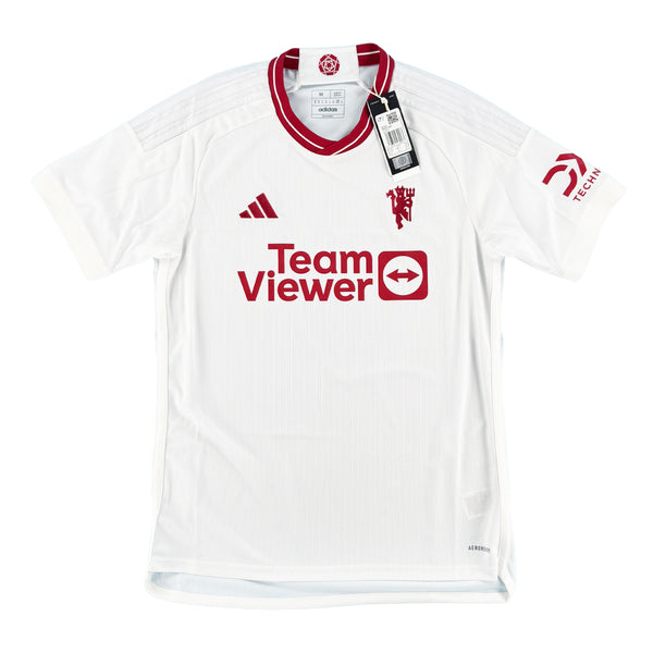 Wit Manchester United derde voetbalshirt uit seizoen 2023 - 2024 voorkant met label
