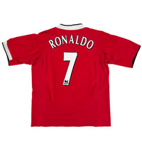 2004-06 Manchester United Thuis Shirt Ronaldo #7 - 9/10 - (XL) - Oldschool Voetbalshirts