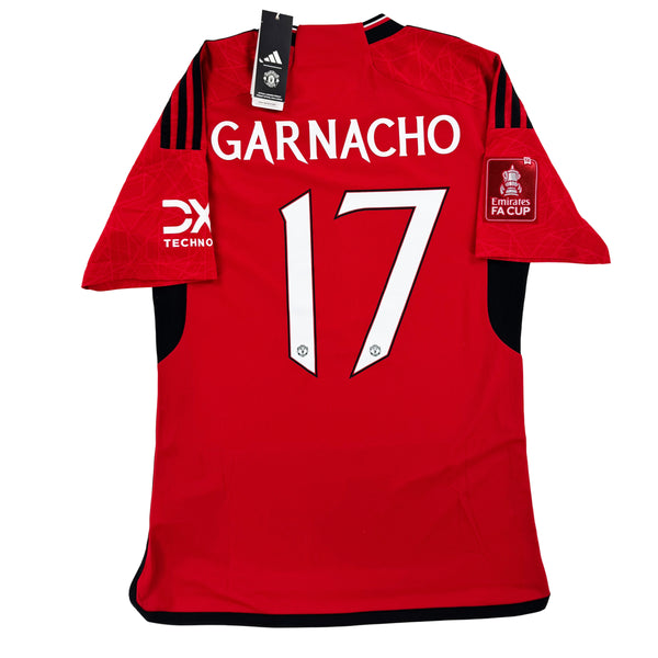 2023-24 Manchester United Thuis Shirt Garnacho #17 - 10/10 - (M) - Oldschool Voetbalshirts