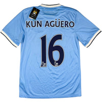 2013-14 Manchester City Thuis Shirt Agüero - Oldschool Voetbalshirts
