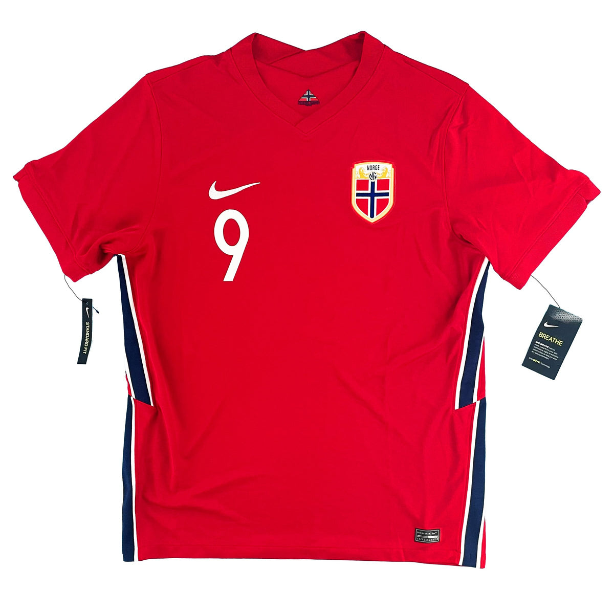 2020-21 Noorwegen Thuis Shirt Haaland #9 - 10/10 - (L) - Oldschool Voetbalshirts
