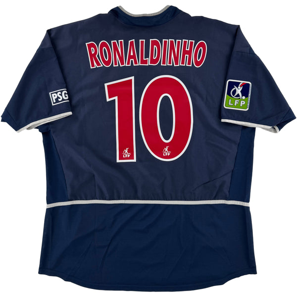 2002-03 PSG Thuis Shirt Ronaldinho #10 - 9/10 - (XL) - Oldschool Voetbalshirts