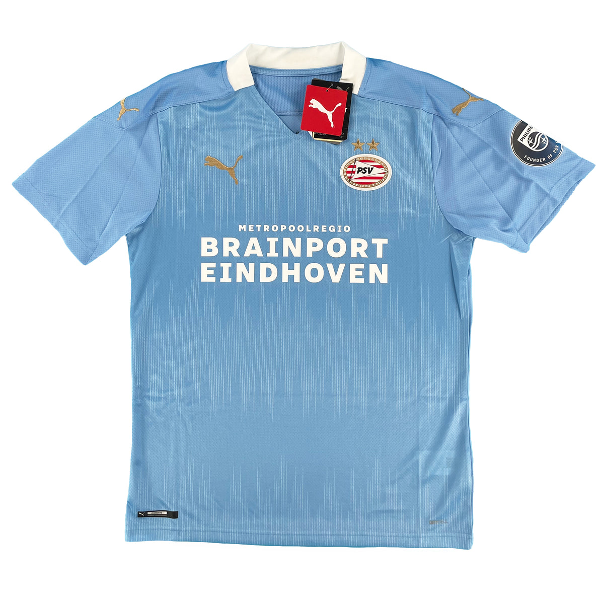 PSV Eindhoven uit voetbalshirt uit seizoen 2020 - 2021 voorkant met label