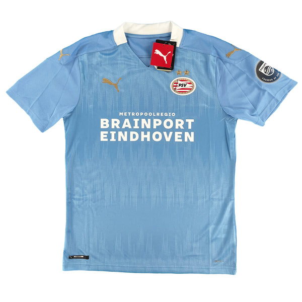 PSV Eindhoven uit voetbalshirt uit seizoen 2020 - 2021 voorkant met label