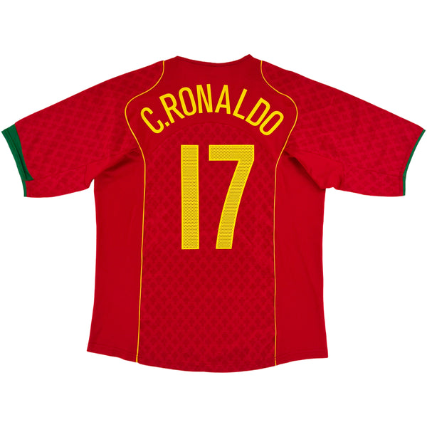 2004 Portugal EK Thuis Shirt Ronaldo - 9/10 - (L) - Oldschool Voetbalshirts