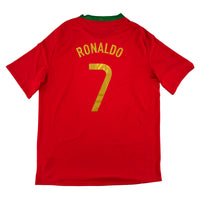 EK 2008 Portugal Thuis Shirt Ronaldo #7 - 8/10 - (XL) - Oldschool Voetbalshirts