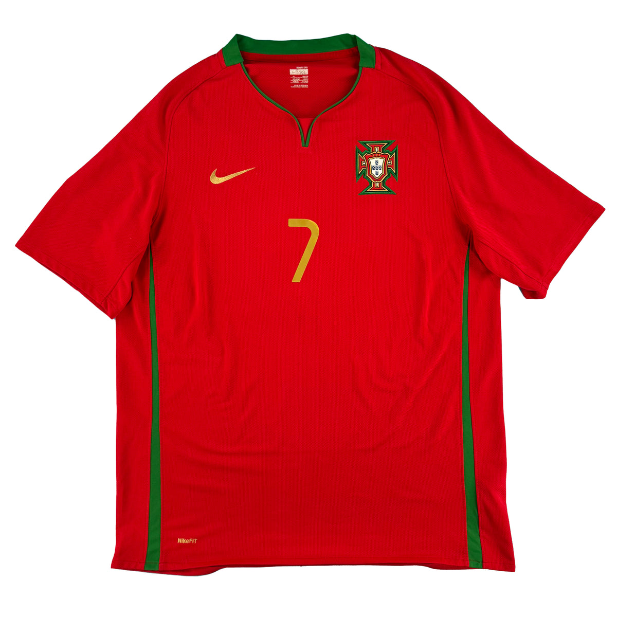 EK 2008 Portugal Thuis Shirt Ronaldo #7 - 8/10 - (XL) - Oldschool Voetbalshirts
