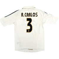 2005-06 Real Madrid Thuis Shirt Roberto Carlos - 9/10 - (M) - Oldschool Voetbalshirts